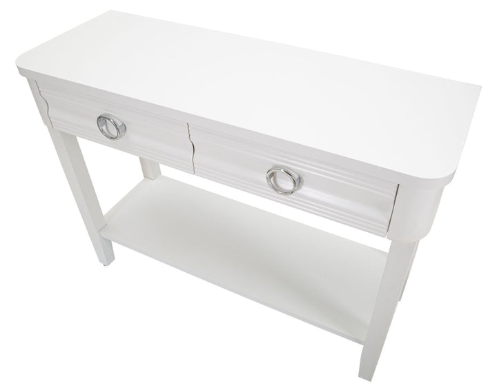 Glam konsolbord i hvid, træ, mdf og metal – 110x40x82 cm