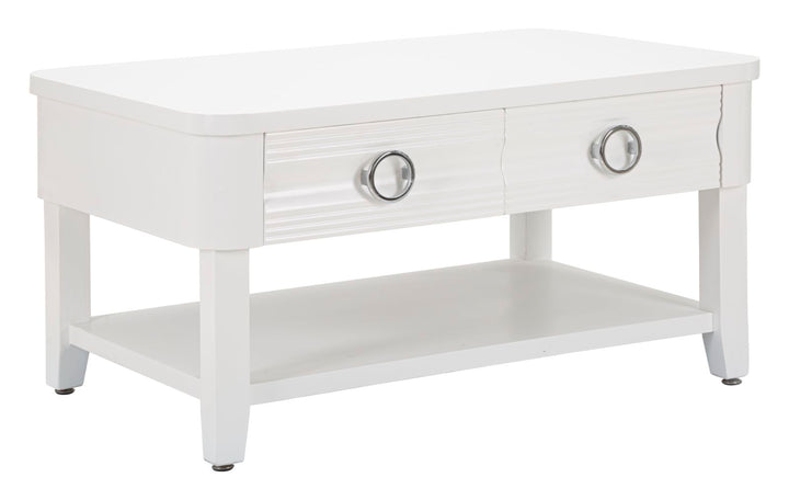 Glam bord i hvid, træ, mdf og metal – 90x60x47 cm