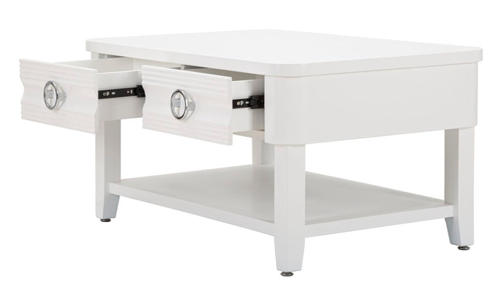 Glam bord i hvid, træ, mdf og metal – 90x60x47 cm