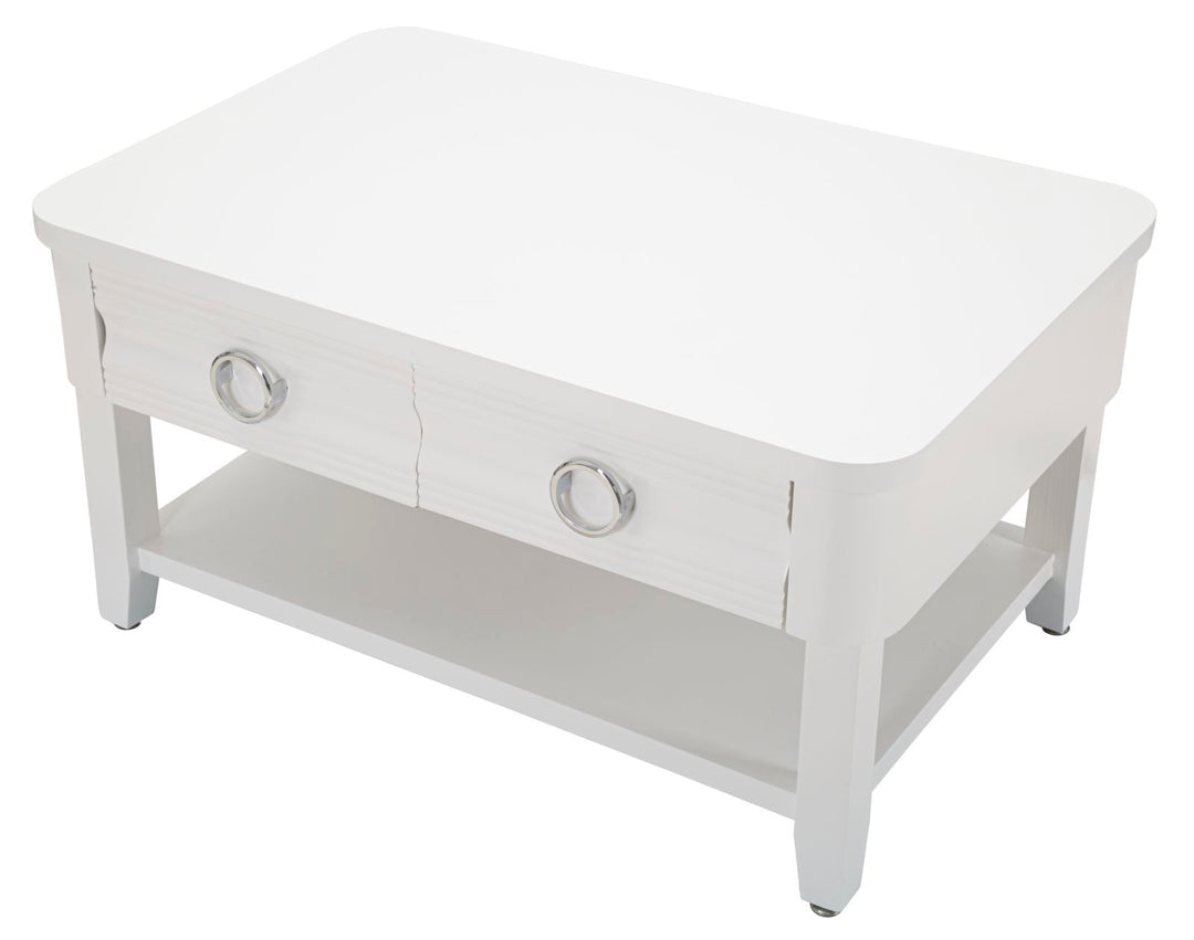 Glam bord i hvid, træ, mdf og metal – 90x60x47 cm