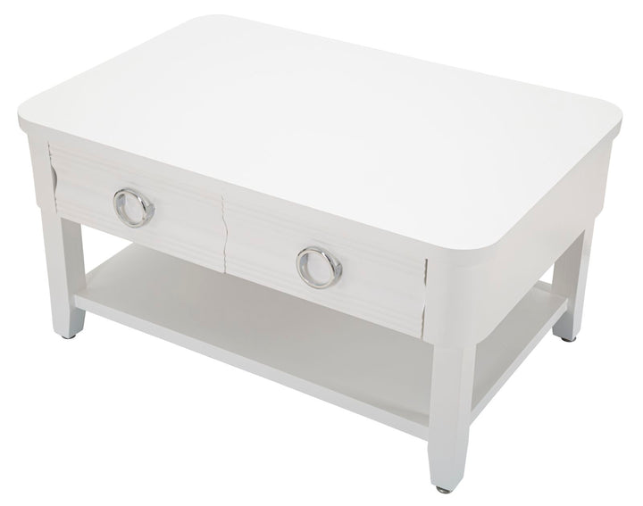 Glam bord i hvid, træ, mdf og metal – 90x60x47 cm