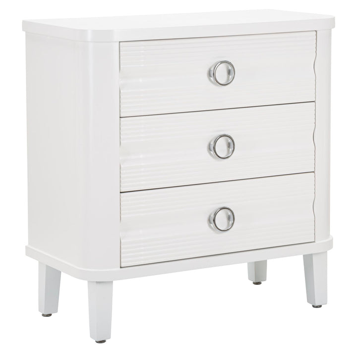 Glam kommode i hvid træ, mdf og metal – 81x40x84 cm