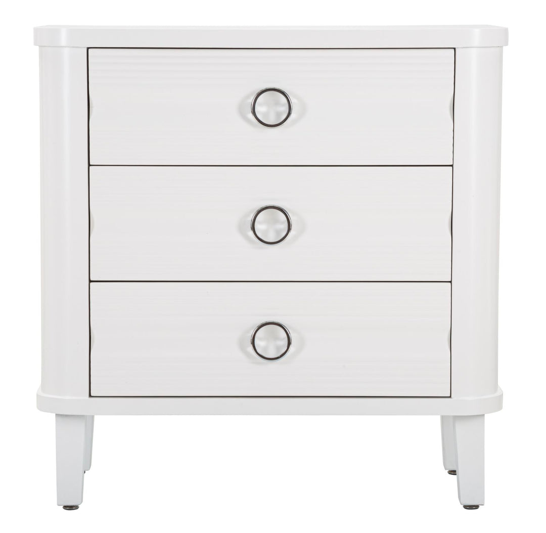 Glam kommode i hvid træ, mdf og metal – 81x40x84 cm