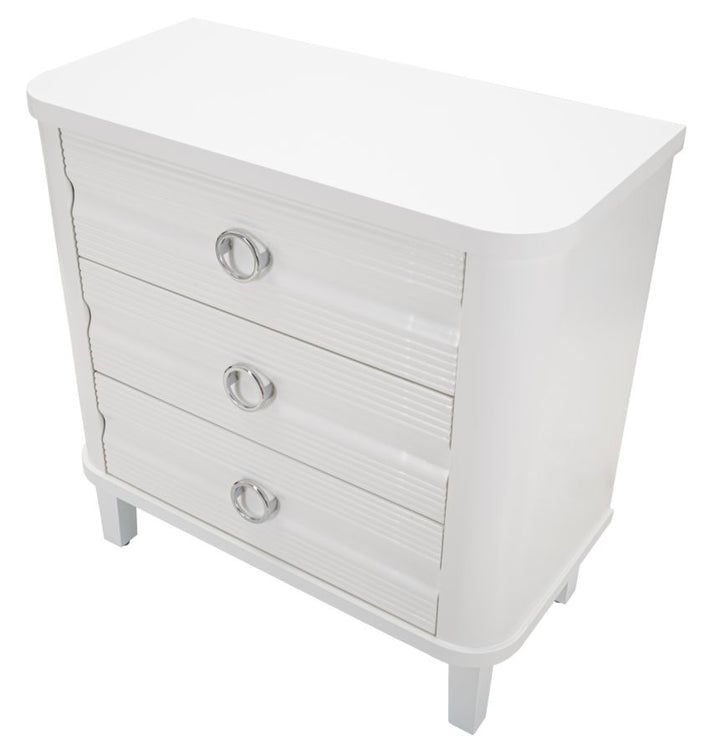 Glam kommode i hvid træ, mdf og metal – 81x40x84 cm