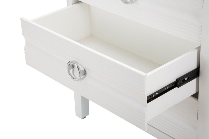 Glam kommode i hvid træ, mdf og metal – 81x40x84 cm