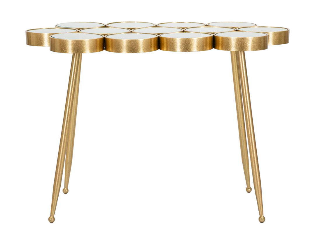 Glam bord i guldfarve, metal og MDF – 100x55x70 cm