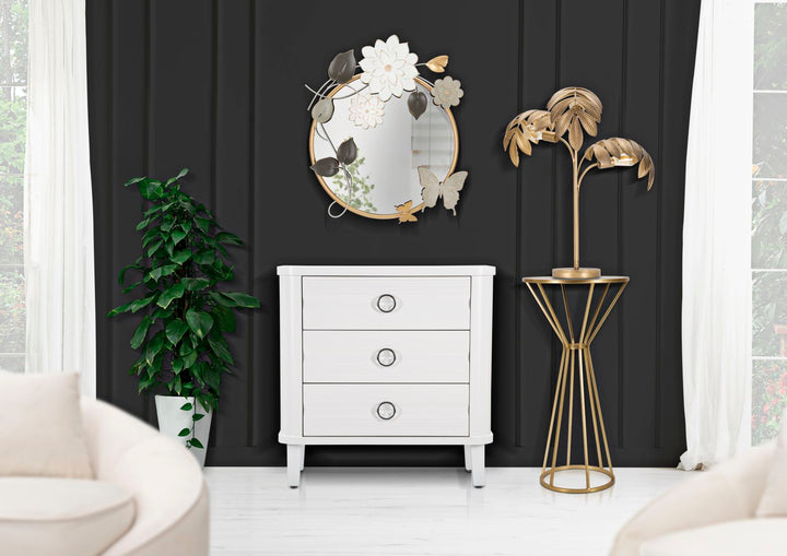 Glam kommode i hvid træ, mdf og metal – 81x40x84 cm