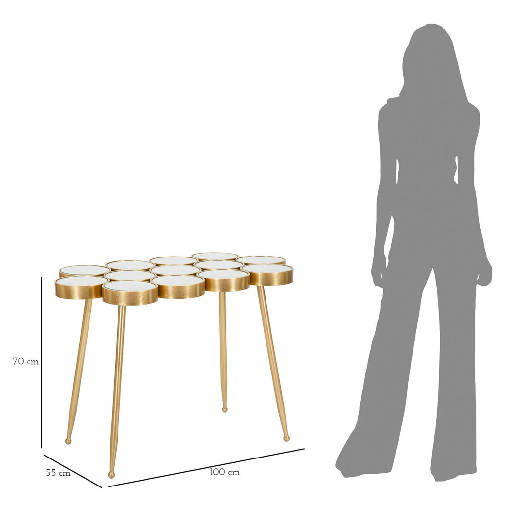 Glam bord i guldfarve, metal og MDF – 100x55x70 cm