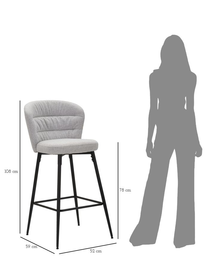 Glam barstol i træ, metal, stof – 52x59x108 cm