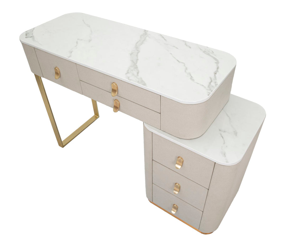 Glam sminkebord i fyrretræ, mdf og metal – 120x40x75 cm