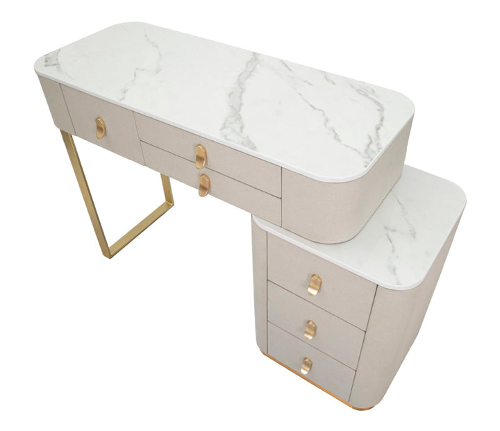 Glam sminkebord i fyrretræ, mdf og metal – 120x40x75 cm