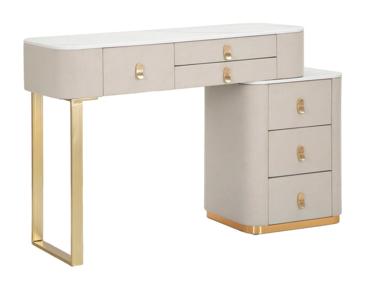 Glam sminkebord i fyrretræ, mdf og metal – 120x40x75 cm