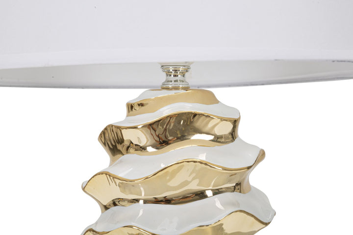 Glam bordlampe, keramik, jern og stof – 33x53 cm