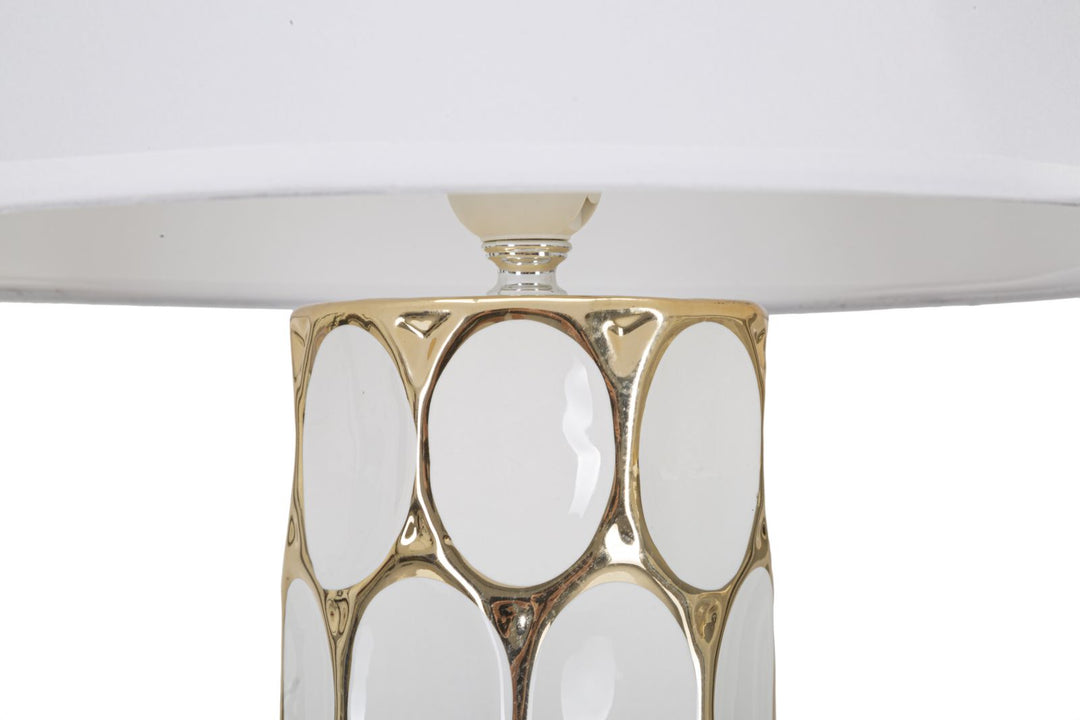 Glam bordlampe, keramik, jern og stof – 34x5x56 cm