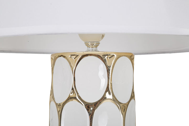 Glam bordlampe, keramik, jern og stof – 34x5x56 cm