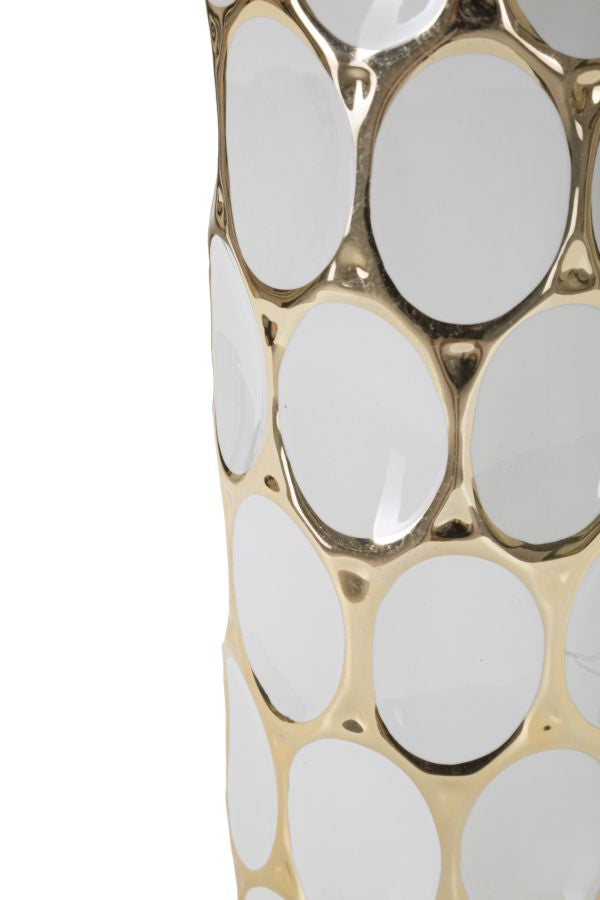 Glam bordlampe, keramik, jern og stof – 34x5x56 cm