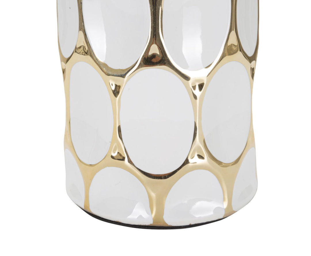 Glam bordlampe, keramik, jern og stof – 34x5x56 cm