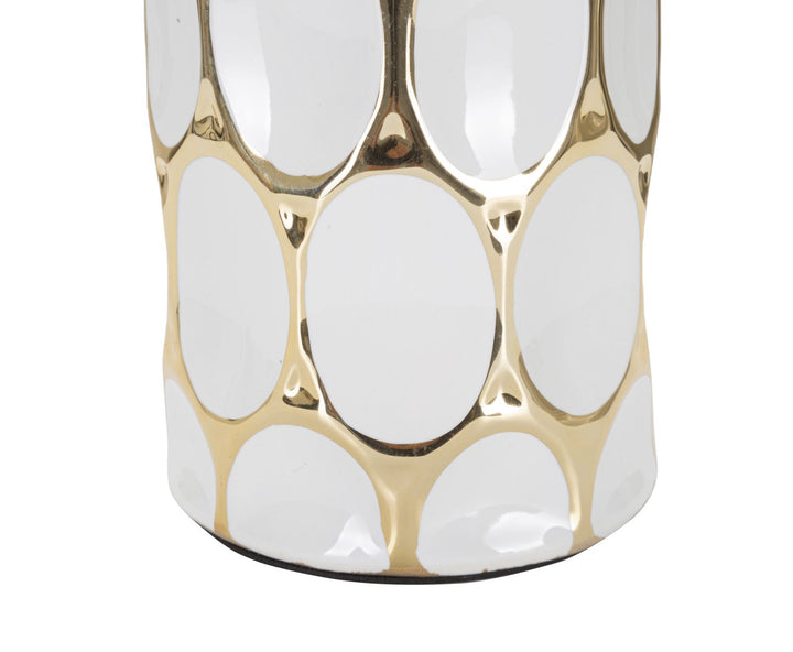 Glam bordlampe, keramik, jern og stof – 34x5x56 cm
