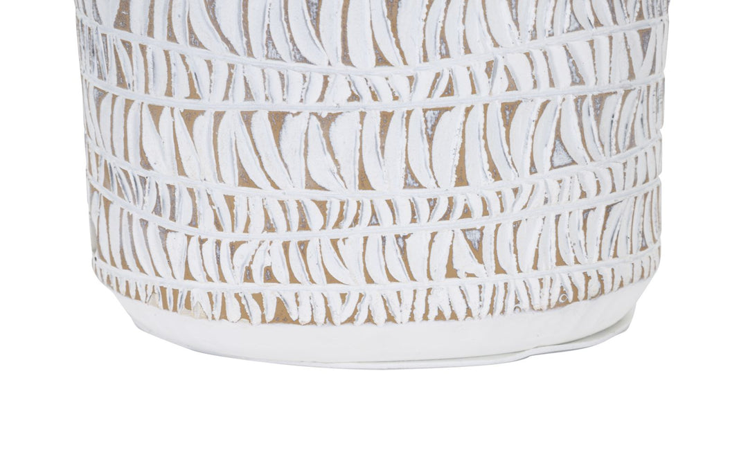 Boho chic bordlampe i hvid, polyresin, metal og stof – 35x60x5 cm