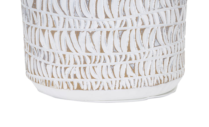 Boho chic bordlampe i hvid, polyresin, metal og stof – 35x60x5 cm