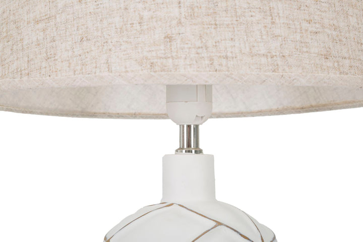 Boho chic bordlampe i hvid, polyresin, metal og stof – 35x60 cm
