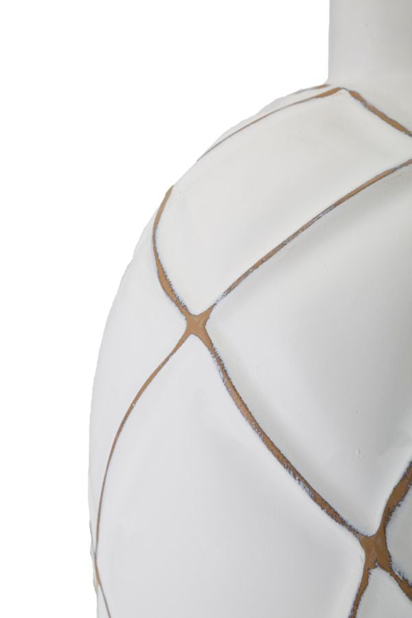 Boho chic bordlampe i hvid, polyresin, metal og stof – 35x60 cm