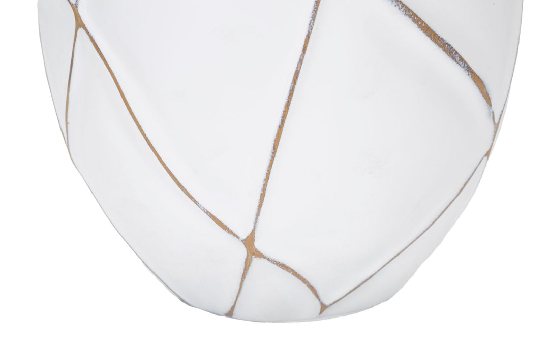 Boho chic bordlampe i hvid, polyresin, metal og stof – 35x60 cm