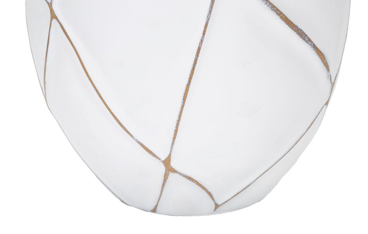 Boho chic bordlampe i hvid, polyresin, metal og stof – 35x60 cm