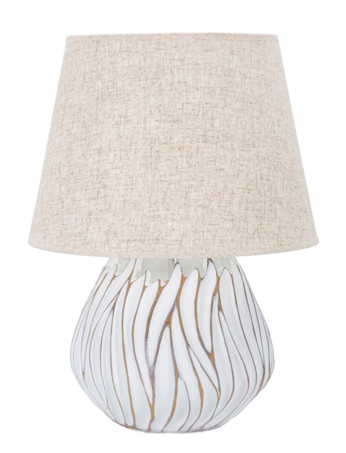 Boho chic bordlampe i hvid, polyresin, metal og stof – 35x48 cm