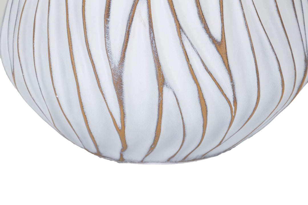 Boho chic bordlampe i hvid, polyresin, metal og stof – 35x48 cm
