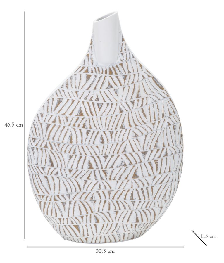 Boho chic vase i hvid, polyresin – 30x5x11 5x46x5 cm