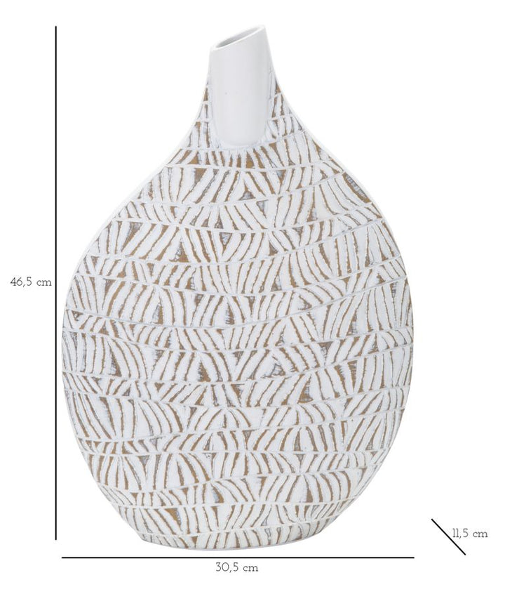 Boho chic vase i hvid, polyresin – 30x5x11 5x46x5 cm