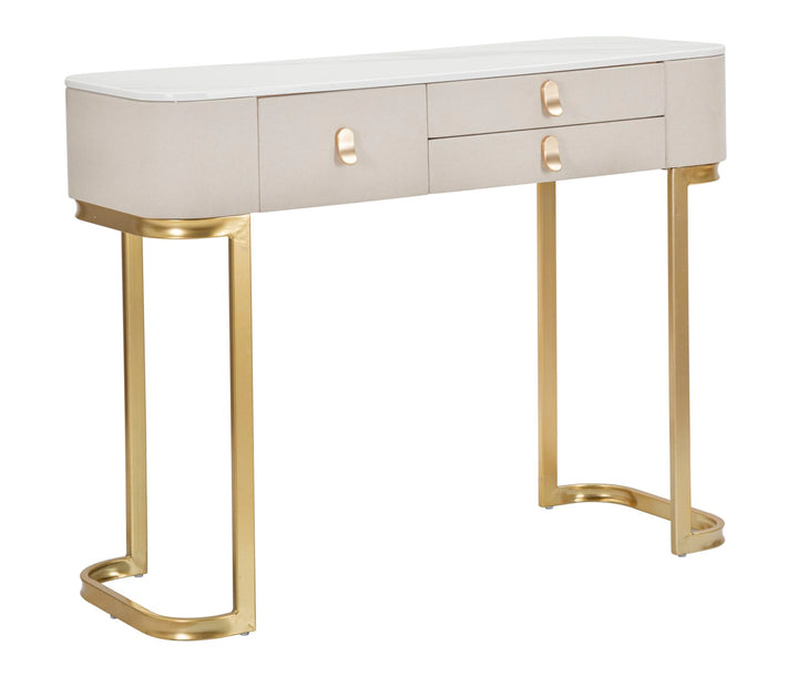 Glam konsolbord i guldfarve, fyrretræ, mdf og metal – 100x40x80 cm