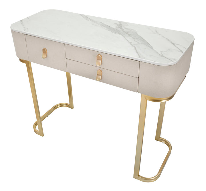 Glam konsolbord i guldfarve, fyrretræ, mdf og metal – 100x40x80 cm
