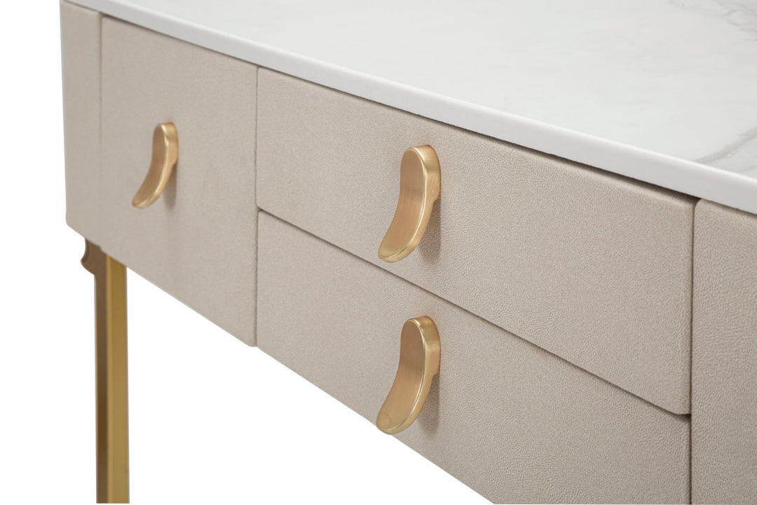 Glam konsolbord i guldfarve, fyrretræ, mdf og metal – 100x40x80 cm