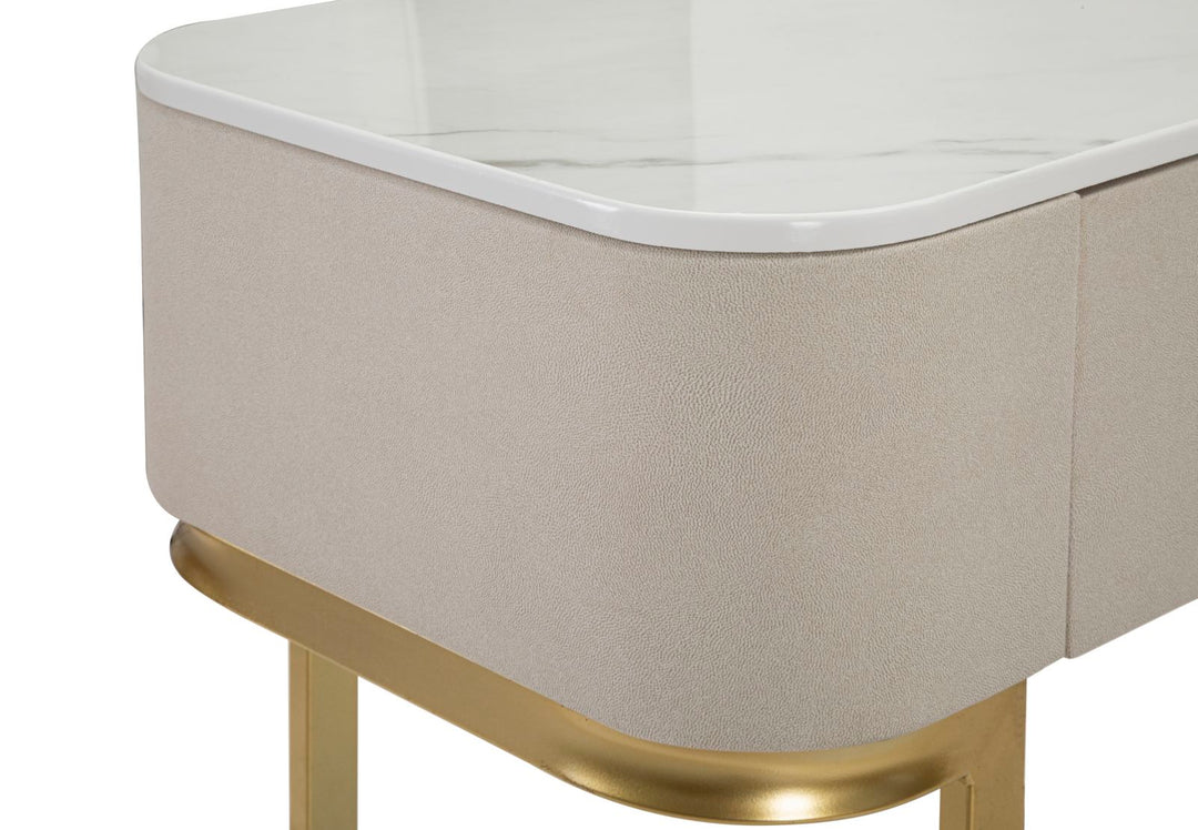 Glam konsolbord i guldfarve, fyrretræ, mdf og metal – 100x40x80 cm