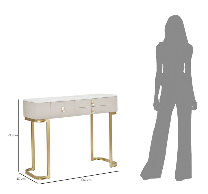 Glam konsolbord i guldfarve, fyrretræ, mdf og metal – 100x40x80 cm