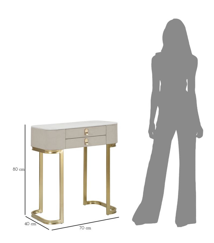 Glam konsolbord i træ, mdf og metal – 70x40x80 cm