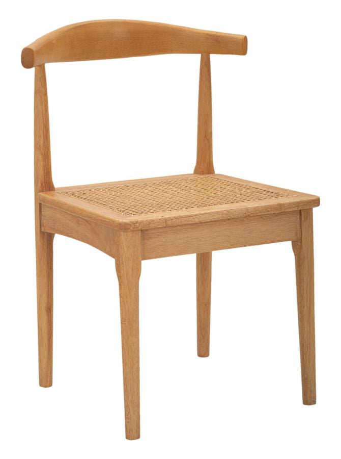 Boho chic stol, træ og rattan – 54x54x70 cm