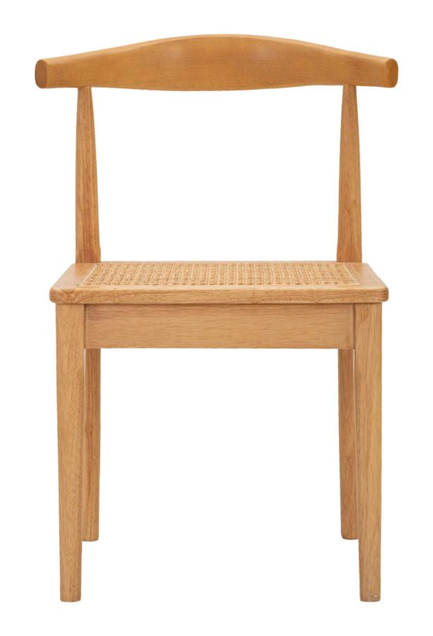 Boho chic stol, træ og rattan – 54x54x70 cm