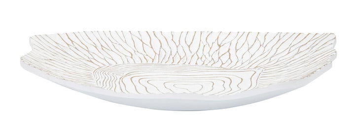 Boho chic bakke i hvid, polyresin – 37x34x6 cm