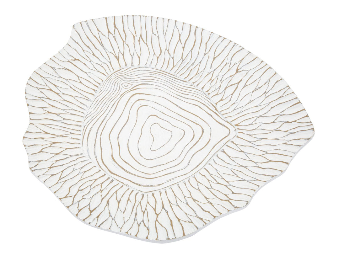 Boho chic bakke i hvid, polyresin – 37x34x6 cm