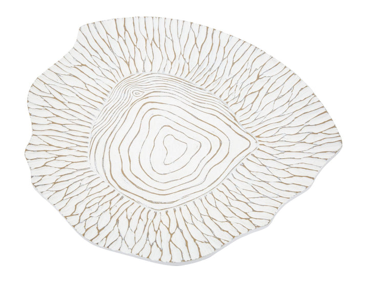 Boho chic bakke i hvid, polyresin – 37x34x6 cm