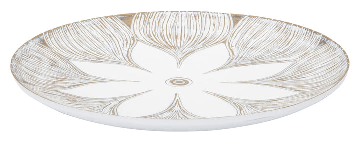 Boho chic bakke, hvid, polyresin – 35x5x4 cm