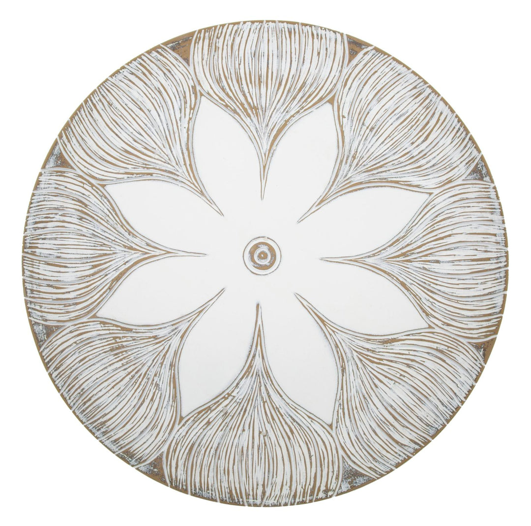 Boho chic bakke, hvid, polyresin – 35x5x4 cm