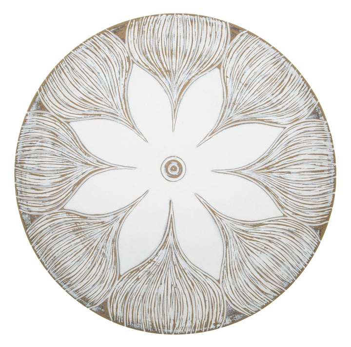 Boho chic bakke, hvid, polyresin – 35x5x4 cm