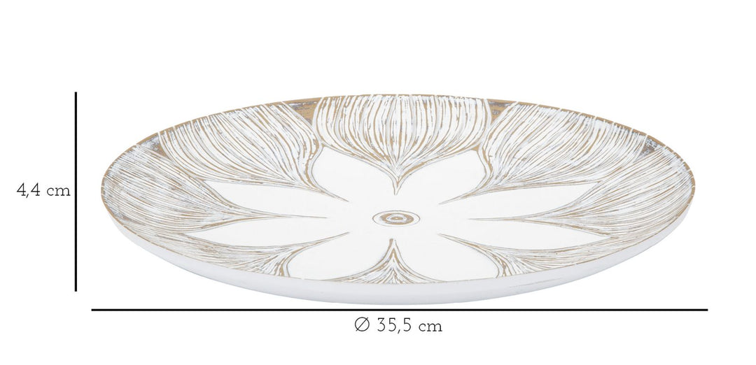 Boho chic bakke, hvid, polyresin – 35x5x4 cm