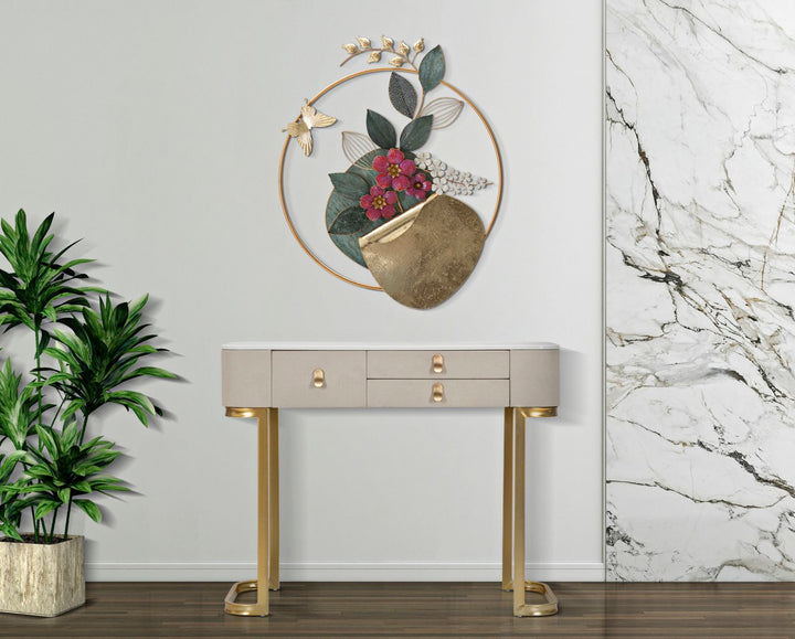 Glam konsolbord i guldfarve, fyrretræ, mdf og metal – 100x40x80 cm