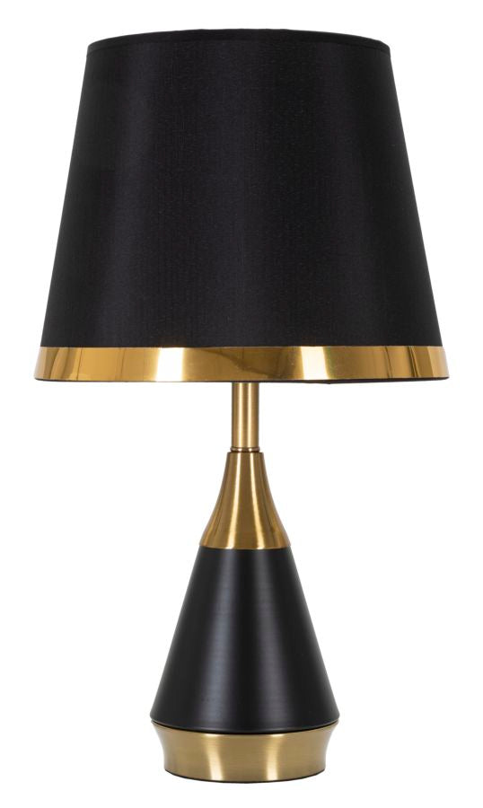 Glam bordlampe i guldfarve, metal og stof – 28x50 cm