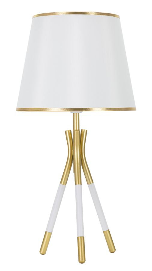 Glam bordlampe i guldfarve, metal og stof – 28x57 cm